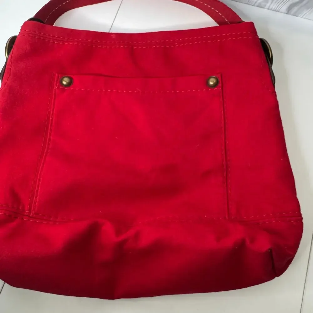 Vintage Y2K 2007 GAP Satchel Purse Women's Red Wool Shoulder Tote Bag - Picture 8 of 13